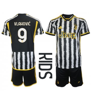 Juventus Dusan Vlahovic #9 Hemmakläder Barn 2023-24 Kortärmad (+ Korta byxor)